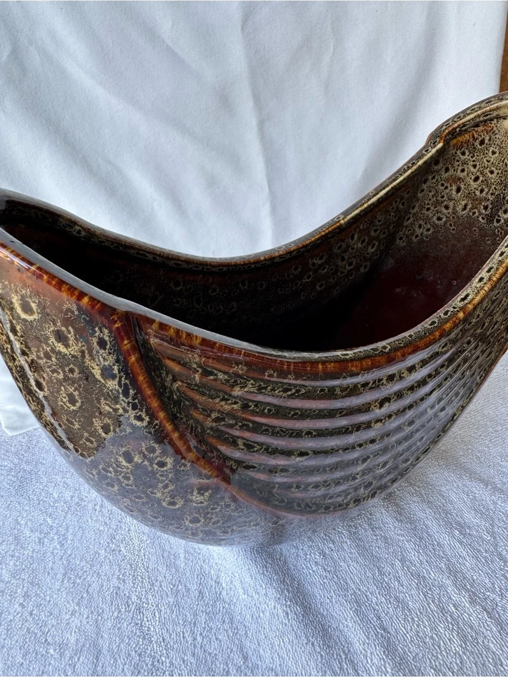 Brown Glazed Ceramic Decorative Bowl - Home Accents